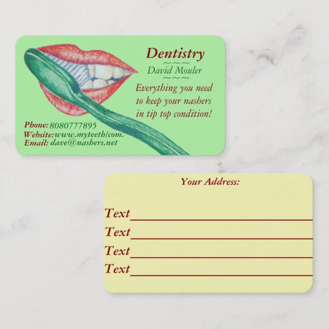 dentist tooth hygienist teeth and mouth picture business card (Front/Back)