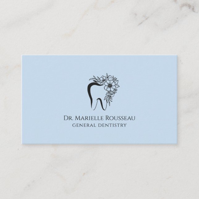 Dentist Tooth Logo Blue Business Card (Front)