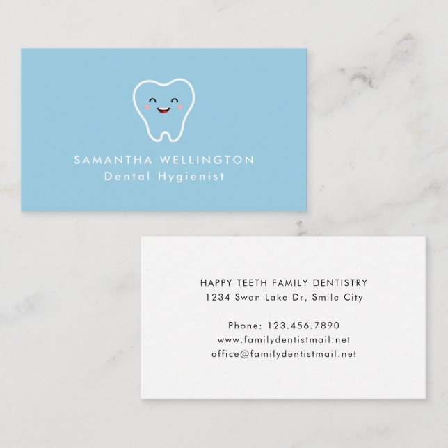 Dentist Tooth Logo Dental Hygienist  Business Card (Front/Back)