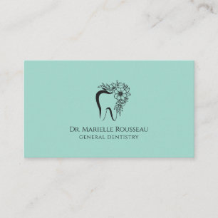 Dentist Tooth Logo Green Dental Office Business Card