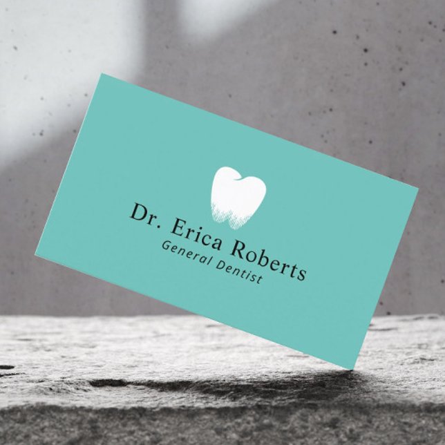 Dentist Tooth Logo Light Teal Dental Office Business Card (Creator Uploaded)