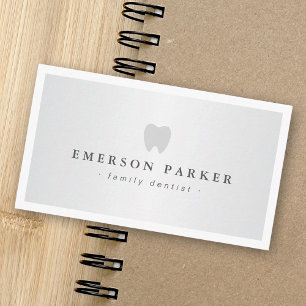 Dentist tooth logo modern light gray gradient business card