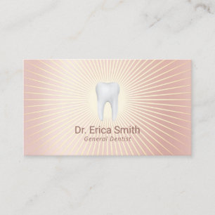 Dentist Tooth Logo Modern Rose Gold Dental Care Business Card