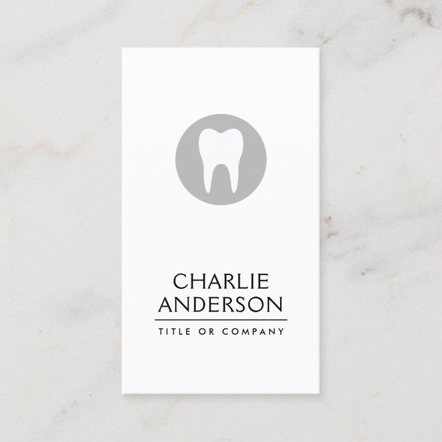 Dentist tooth logo vertical modern minimalist business card (Front)