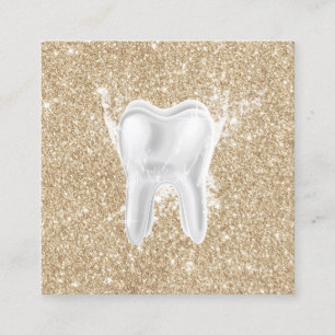 Dentist Tooth Modern Gold Sparkle Dental Clinic Square Business Card