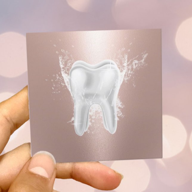 Dentist Tooth Modern Rose Gold Dental Clinic Square Business Card (Creator Uploaded)