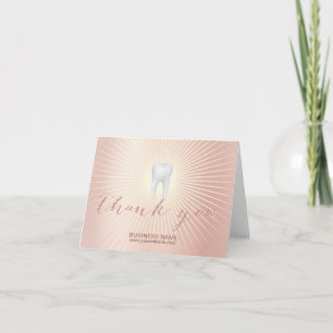 Dentist Tooth Modern Rose Gold Dental Thank You Card