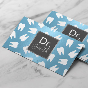 Dentist Tooth Pattern Modern Blue Dental Care Business Card