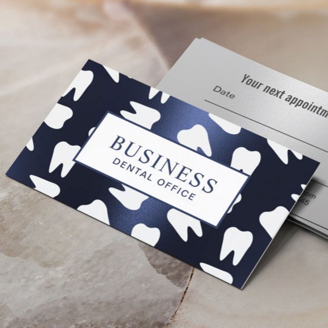 Dentist Tooth Pattern Navy Blue Dental Appointment (Creator Uploaded)