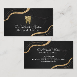 Dentist Tooth Professional Dental Care Black gold Business Card