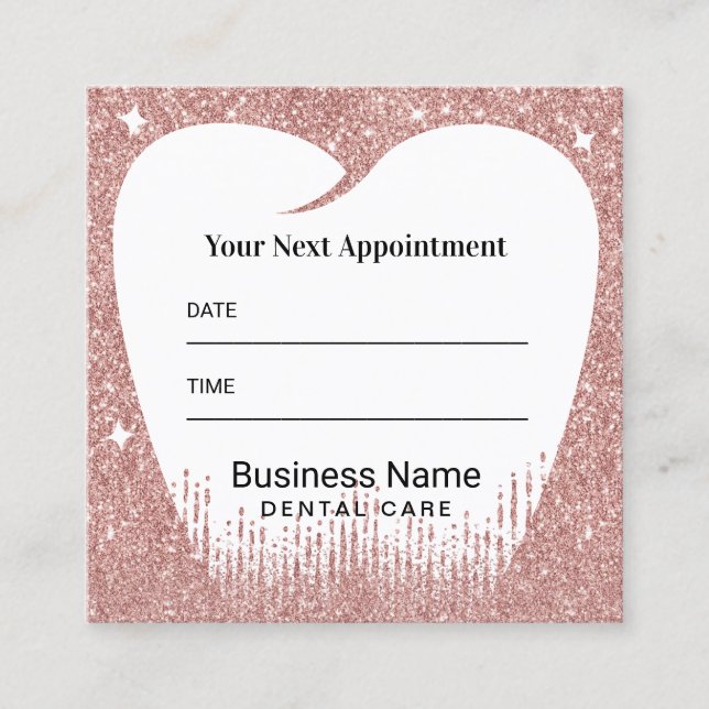 Dentist Tooth Rose Gold Glitter Dental Appointment (Front)