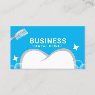 Dentist Tooth & Toothbrush Blue Dental Care Business Card