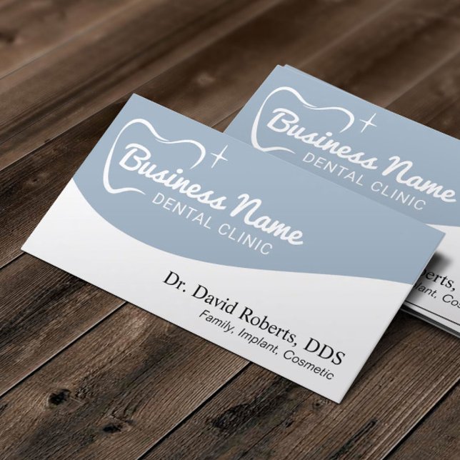 Dentist Tooth Typography Dusty Blue Dental Care Appointment Card (Creator Uploaded)