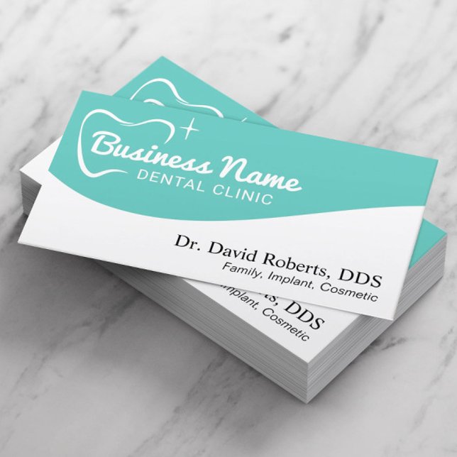 Dentist Tooth Typography Modern Teal Dental Care Appointment Card (Creator Uploaded)