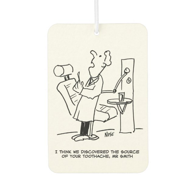 Dentist Treating a Patient Cartoon Car Air Freshener (Front)
