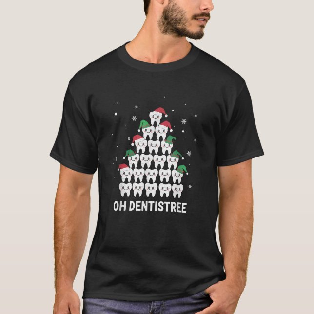 Dentist Tree Funny Dental Christmas Teeth Cute Xma T-Shirt (Front)