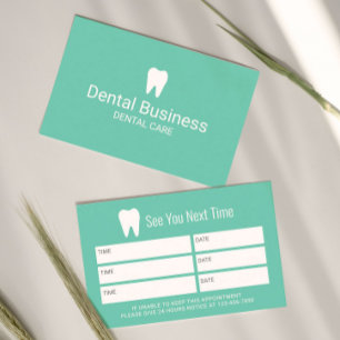 Dentist Turquoise Green Dental Appointment Card