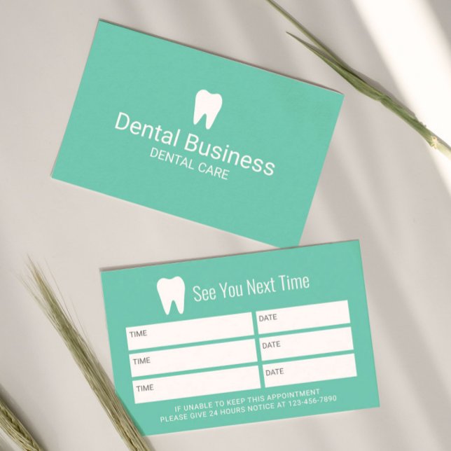 Dentist Turquoise Green Dental Appointment Card (Creator Uploaded)