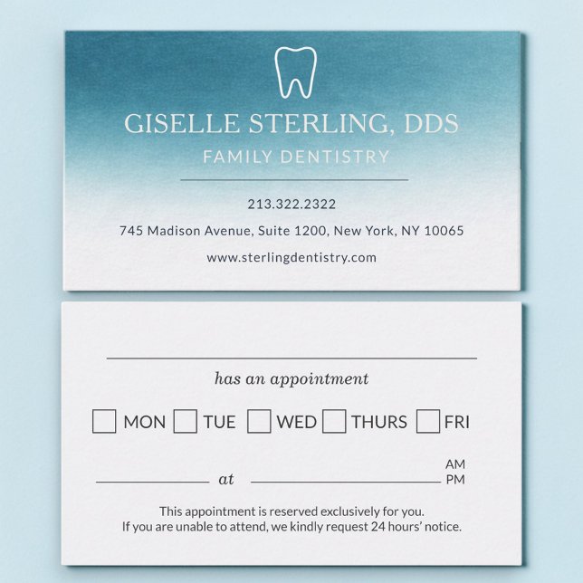 Dentist Watercolor Tooth Appointment Reminder Card (Creator Uploaded)