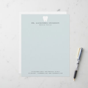 Dentist White Teeth Light Blue Custom Letterhead