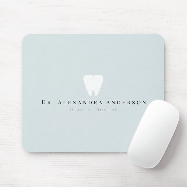 Dentist White Teeth Light Blue Mouse Mat (With Mouse)