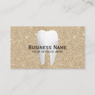 Dentist White Tooth Modern Gold Glitter Dental Appointment Card