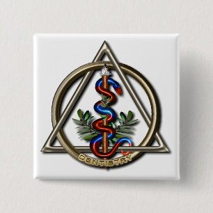 Dentistry Caduceus 15 Cm Square Badge