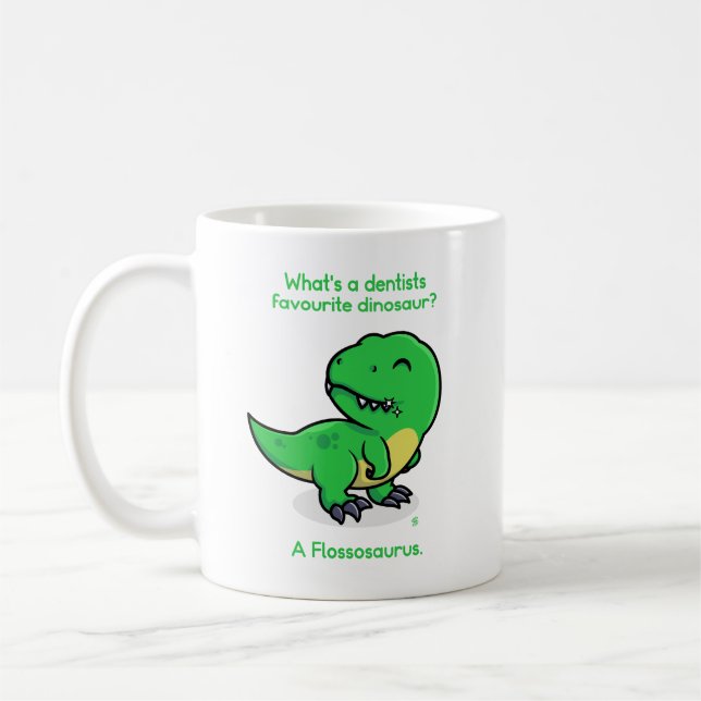 Dentistry: Flossosaurus Coffee Mug (Left)