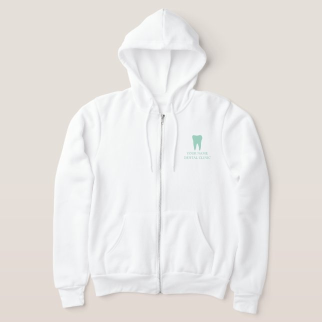 Dentistry hoodie with custom molar tooth logo (Laydown)