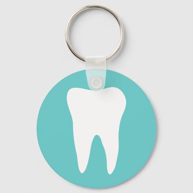 Dentistry keychain with white tooth logo (Front)