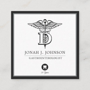 Dentistry   Minimalist Black   Grey Border Square Business Card