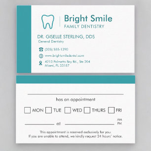 Dentistry Professional Appointment Reminder   Business Card