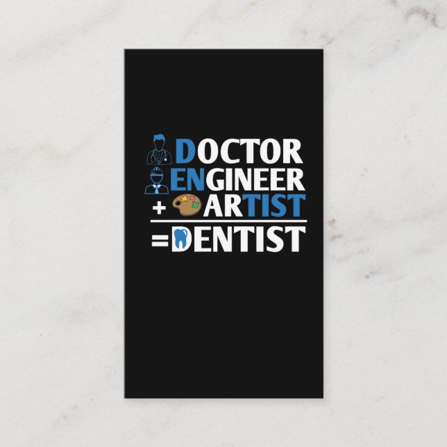 Dentistry Tooth Doctor Engineer Artist Dentist Business Card (Front)