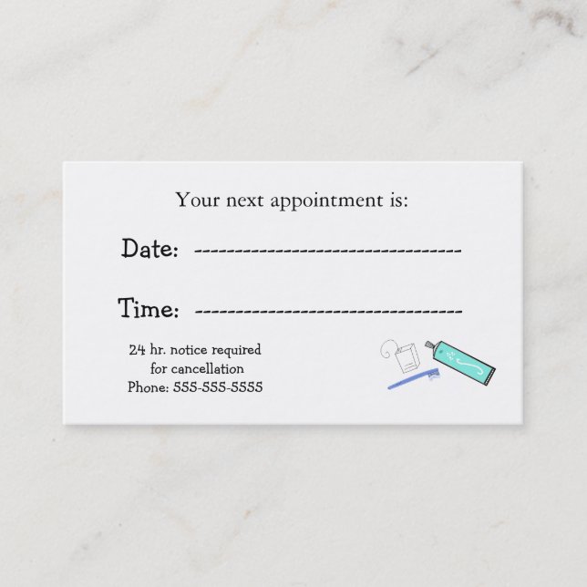 Dentists Appointment Reminders Card (Front)