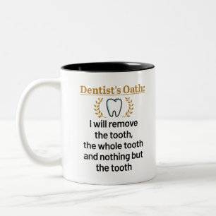 Dentist's Oath Funny DDS Graduation Gift Two-Tone Coffee Mug