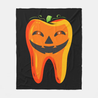 Dentists Tooth Pumpkin Halloween Fleece Blanket