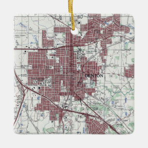 Denton Texas City Map Ceramic Ornament