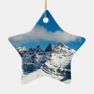 Dents du Midi Switzerland Holiday Card Poster Phot Ceramic Tree Decoration