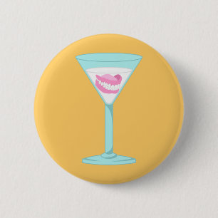 Dentures False Teeth Martini 6 Cm Round Badge
