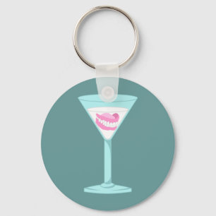 Dentures False Teeth Martini Key Ring