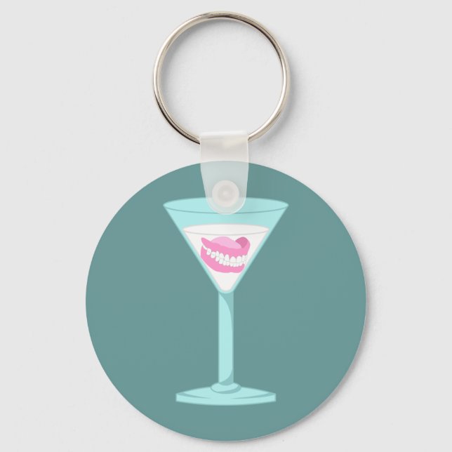 Dentures False Teeth Martini Key Ring (Front)