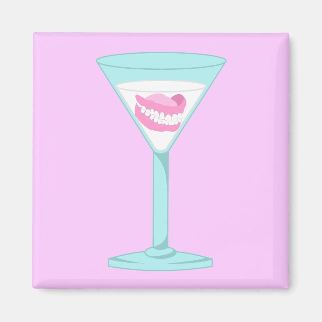 Dentures False Teeth Martini Magnet (Front)