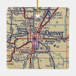 Denver 1948 Vintage Map Ceramic Ornament
