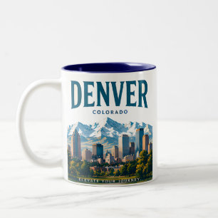 Denver Alpine City Views Two-Tone Coffee Mug