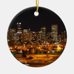 Denver at night ceramic tree decoration
