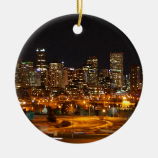 Denver at night ceramic tree decoration