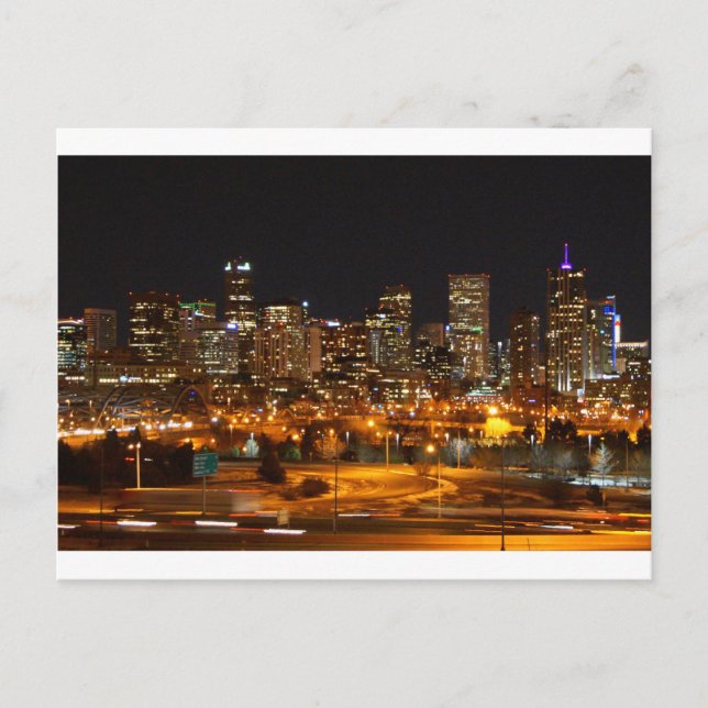 Denver at night postcard (Front)