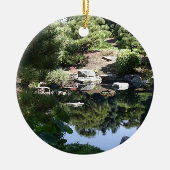 Denver Botanic Japanese Garden Reflections Ceramic Tree Decoration (Front)