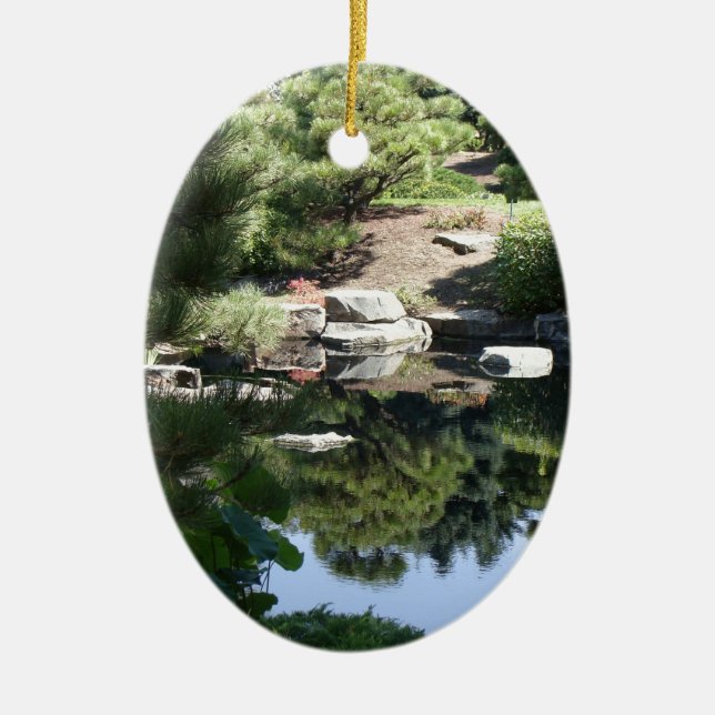 Denver Botanic Japanese Garden Reflections Ceramic Tree Decoration (Front)