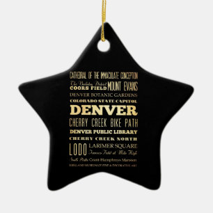 Denver City of Colorado State Typography Art Ceramic Tree Decoration